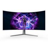 شاشة ألعاب منحنية OLED من AOC Agon Pro AG456UCZD مقاس 45 بوصة، بتردد 240 هرتز، ودقة WQHD، ومنفذ HDMI 2.0، وطول موجي 0.03 متر، باللون الأسود