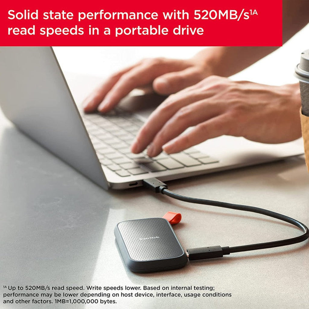 2Tb Sandisk Portable Ssd - Up To 520Mb/S, Usb-C, Usb 3.2 Gen 2 - Sdssde30-2T00-G25-Ssd-SanDisk-Star Light Kuwait