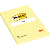 3M Post-it® Notes Canary Yellow 660. 4 x 6 in (101 mm x 152 mm). 100 sheets/pad, 12 pads/Pack. Lined Dozen