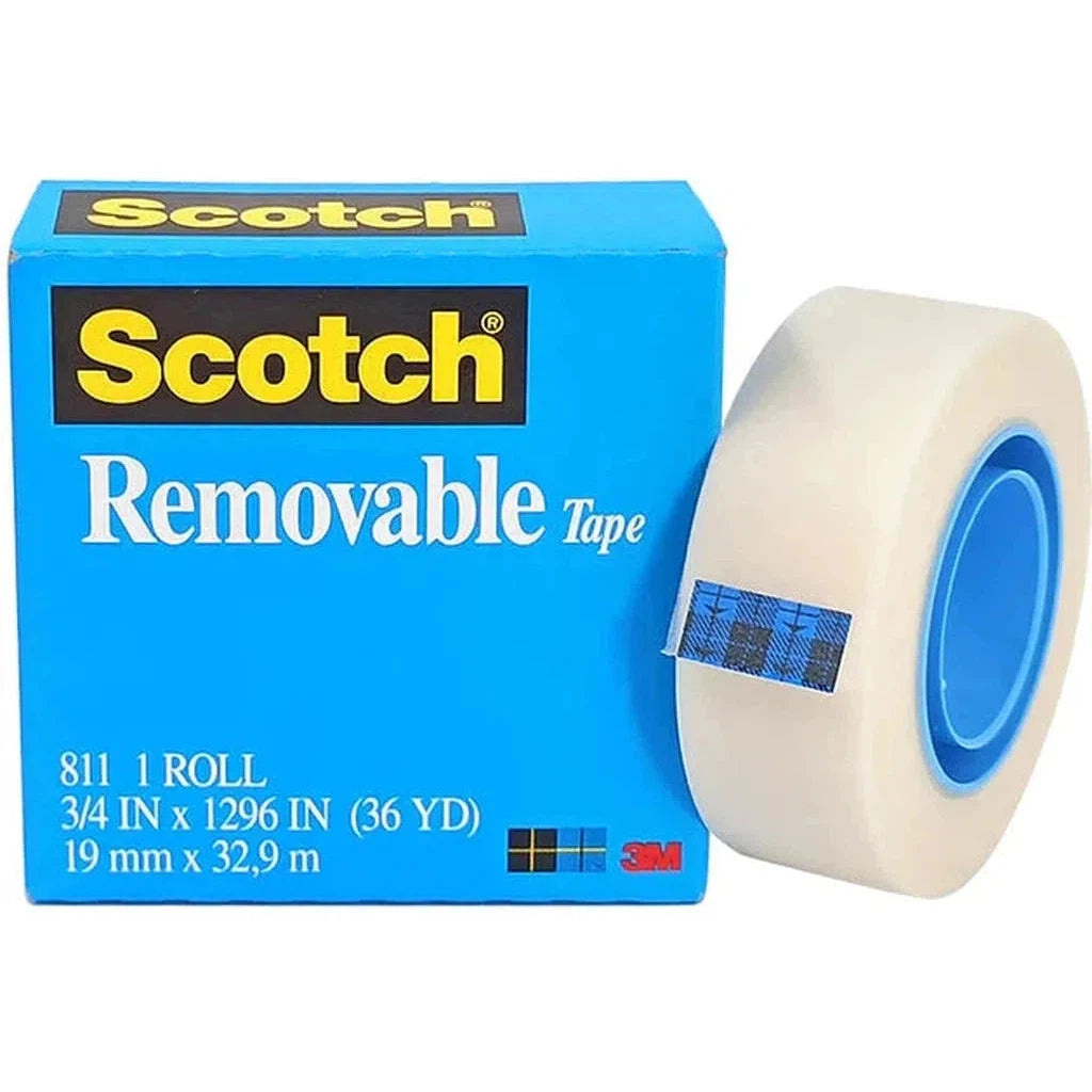 3M Scotch Magic 811 Removable Tape, 3/4" X 1296", Clear-Tapes And Adhesives-3M Scotch-Star Light Kuwait