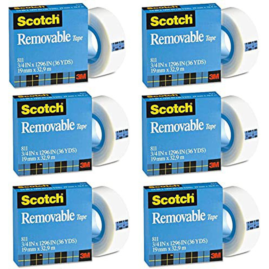 3M Scotch Magic 811 Removable Tape, 3/4" X 1296", Clear-Tapes And Adhesives-3M Scotch-Star Light Kuwait