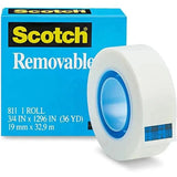 3M Scotch Magic 811 Removable Tape, 3/4" X 1296", Clear-Tapes And Adhesives-3M Scotch-Star Light Kuwait