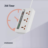 Porodo Multi-Port Power HUB 4 USB-A/USB-C Ultimate Home & Office Kit - 2Meter - White