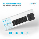PAWA Keyboard & Mouse 3-in-1 Wireless Desktop Pack - Black
