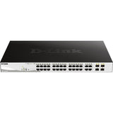 مفتاح ذكي Dlink DGS-F1210-26Ps-E ذو 26 منفذًا، يدعم سرعات 10/100/1000Base-T، بمدى 250 ميجابت في الثانية، بتقنية PoE+، مزود بـ 24 منفذ PoE، ومنفذي SFP، ومصدر طاقة PoE بقدرة 250 واط.