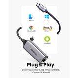 محول UGREEN من USB Type C إلى إيثرنت 10/100/1000 ميجابت في الثانية (رمادي فضائي) CM199