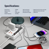 Porodo Multi-Port Power HUB 4 USB-A/USB-C Ultimate Home & Office Kit - 2Meter - White