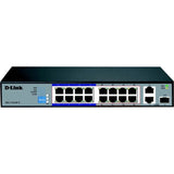 مفتاح D-Link PoE ذو 16 منفذًا بسرعة 10/100 غير مُدار، طراز DES-F1016P