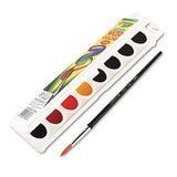 Crayola 8 Semi-Moist Oval Watercolor Pans, 1 Taklon Brush