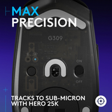 ماوس الألعاب اللاسلكي/البلوتوث Logitech G309 LightSpeed، Hero 25K بدقة 25600 نقطة في البوصة - أسود