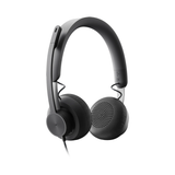 سماعة رأس Logitech Zone السلكية للفرق USB مزودة بمحركات صوتية ممتازة وتقنية متطورة لإلغاء الضوضاء - رمادي