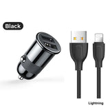 شاحن سيارة جوي روم ثنائي المنافذ USB بقوة 3.1 أمبير مع كابل - أسود