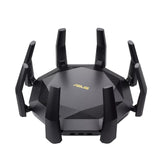 راوتر ASUS (RT-AX89X) ثنائي النطاق بتقنية واي فاي 6، يدعم 12 قناة، بتردد 5 جيجاهرتز (4804 ميجابت في الثانية)، ومنفذ USB 3.2، ومنفذ WAN جيجابت، ومنفذ LAN جيجابت.