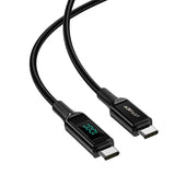 كابل شحن ونقل بيانات مضفر من سبائك الزنك AceFast C6-03 USB-C إلى USB-C بقدرة 100 واط مع شاشة رقمية