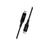 كابل شحن ونقل بيانات مضفر من سبائك الزنك AceFast C6-03 USB-C إلى USB-C بقدرة 100 واط مع شاشة رقمية