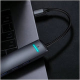 محول Baseus، محول USB-C إلى 3 منافذ USB وHDMI وUSB-C، 6 في 1، فضي اللون