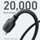 كابل أنكر 542 من USB-C إلى Lightning (مصنوع من مواد حيوية) (1.8 متر/6 أقدام) - أسود
