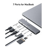 موزع أنكر 547 USB-C 7 في 2، فضي اللون، لأجهزة ماك بوك