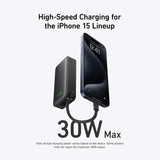 بنك طاقة أنكر نانو - 30 واط / منفذ USB-C / سعة 10000 مللي أمبير مع خاصية الشحن السريع PD / أسود