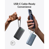 بنك طاقة أنكر نانو - 30 واط / منفذ USB-C / سعة 10000 مللي أمبير مع خاصية الشحن السريع PD / أسود