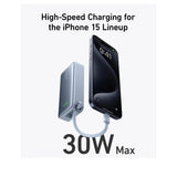 بنك طاقة أنكر نانو - 30 واط / منفذ USB-C / سعة 10000 مللي أمبير مع خاصية الشحن السريع PD / أزرق