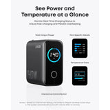 شاحن أنكر السريع بتقنية PD بقوة 140 واط، 4 منافذ، يدعم تقنية PD 3.1 مع كابل USB-C، لون رمادي داكن