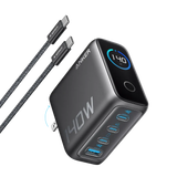 شاحن أنكر السريع بتقنية PD بقوة 140 واط، 4 منافذ، يدعم تقنية PD 3.1 مع كابل USB-C، لون رمادي داكن