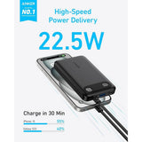 بنك طاقة أنكر - 22.5 واط / منفذ USB-C / سعة 10000 مللي أمبير / أسود