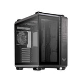 هيكل Asus TUF Gaming GT502 PLUS متوسط الحجم، مصنوع من الفولاذ والبلاستيك، مع لوحة أمامية وجانبية يسرى من الزجاج المقوى - أسود