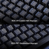 لوحة مفاتيح الألعاب اللاسلكية ASUS X902 ROG Strix Scope II 96 RX، بمفاتيح ROG RX الزرقاء، باللون الأبيض، تدعم اللغتين العربية والإنجليزية.