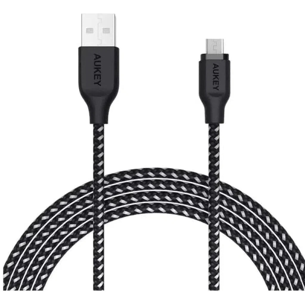 Aukey Braided Nylon Usb 2.0 To Micro Usb Cable - Black-Cable-Aukey-Star Light Kuwait