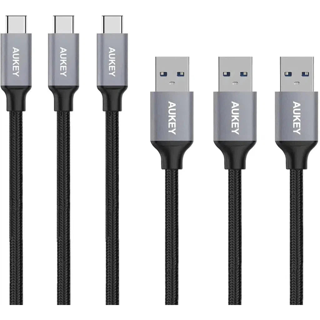 Aukey Braided Nylon Usb 3.0 To Usb-C Cables - Black-Cable-Aukey-Star Light Kuwait