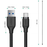 Aukey Braided Nylon Usb 3.1 Gen1 To Usb-C 1.2M Cable - Black-Cable-Aukey-Star Light Kuwait