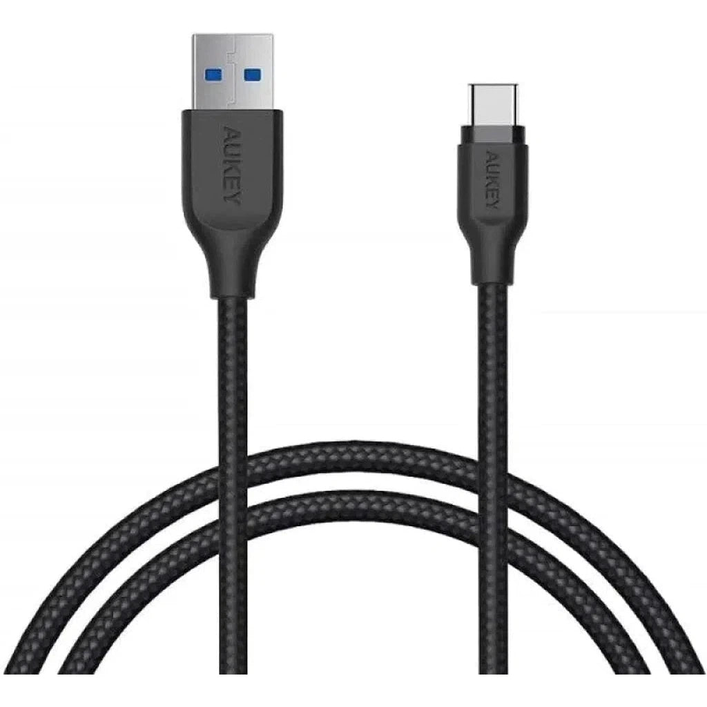 Aukey Braided Nylon Usb 3.1 Gen1 To Usb-C 1.2M Cable - Black-Cable-Aukey-Star Light Kuwait