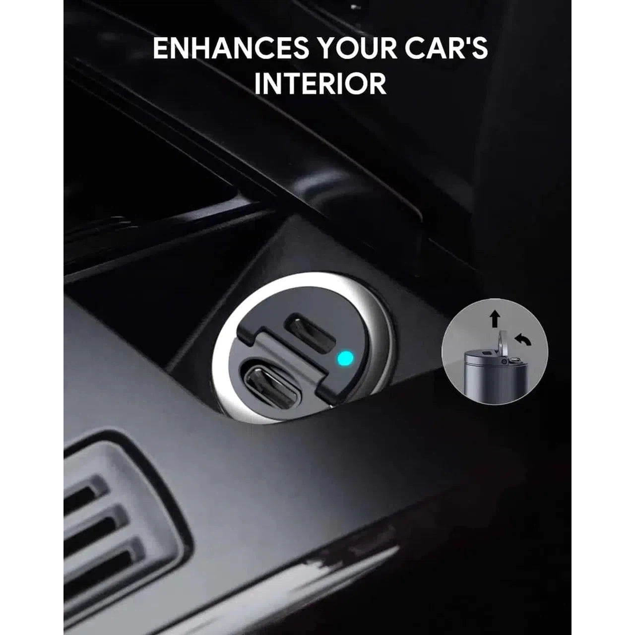 Aukey Cc-A4 Bk 30W Ultra Small 2 Port Car Charger (C+C Port) - Black-Adapter-Aukey-Star Light Kuwait