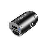 Aukey Cc-A4 Bk 30W Ultra Small 2 Port Car Charger (C+C Port) - Black-Adapter-Aukey-Star Light Kuwait