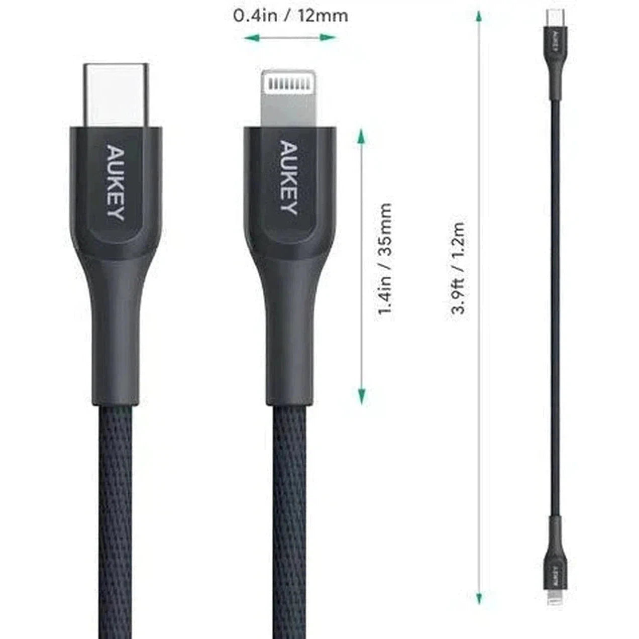 Aukey Kevlar Core Lightning To 1.2M Usb-C Cable-Cable-Aukey-Star Light Kuwait