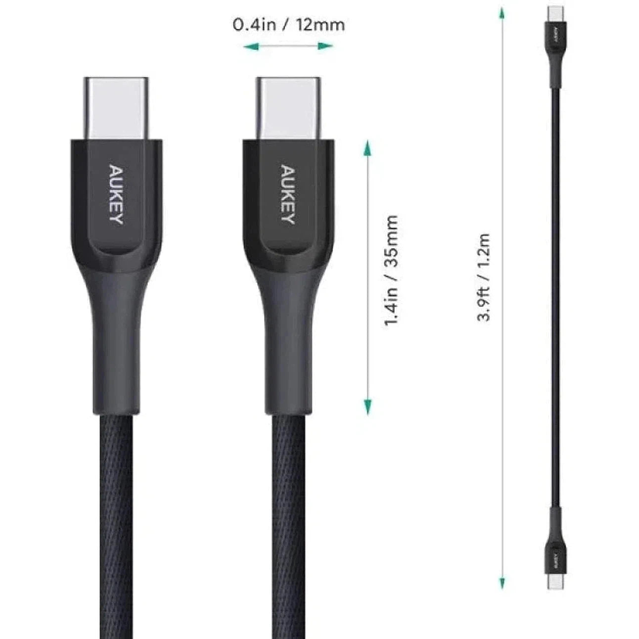 Aukey Kevlar Core Usb-C To C 1.2M Cable - Black-Cable-Aukey-Star Light Kuwait