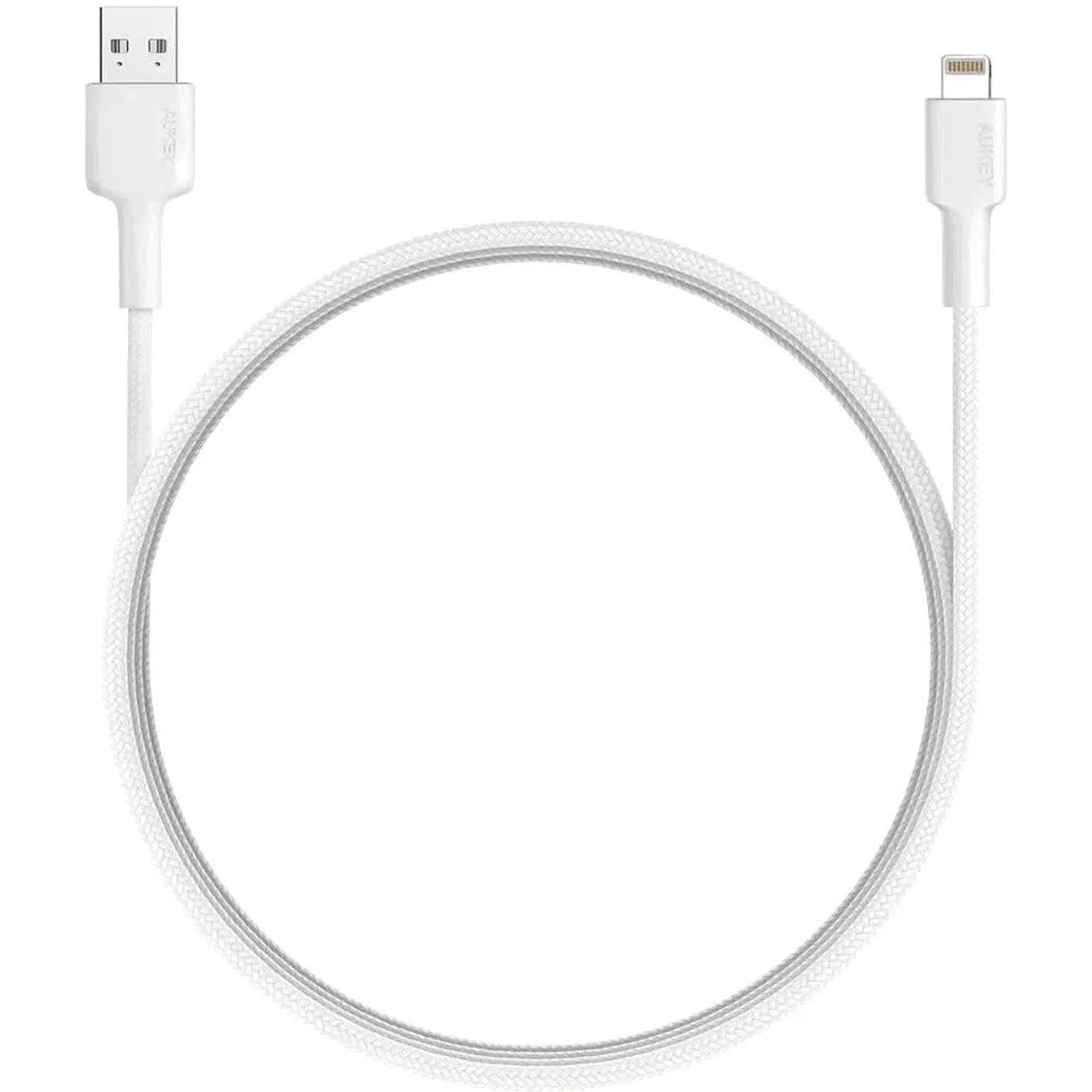 Aukey Nylon Braided Usb A To Lightning Cable - White-Cable-Aukey-Star Light Kuwait