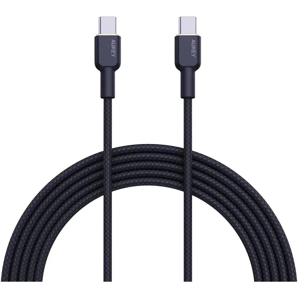 Aukey Nylon Braided Usb-C To Usb-C 1M Cable - Black-Cable-Aukey-Star Light Kuwait