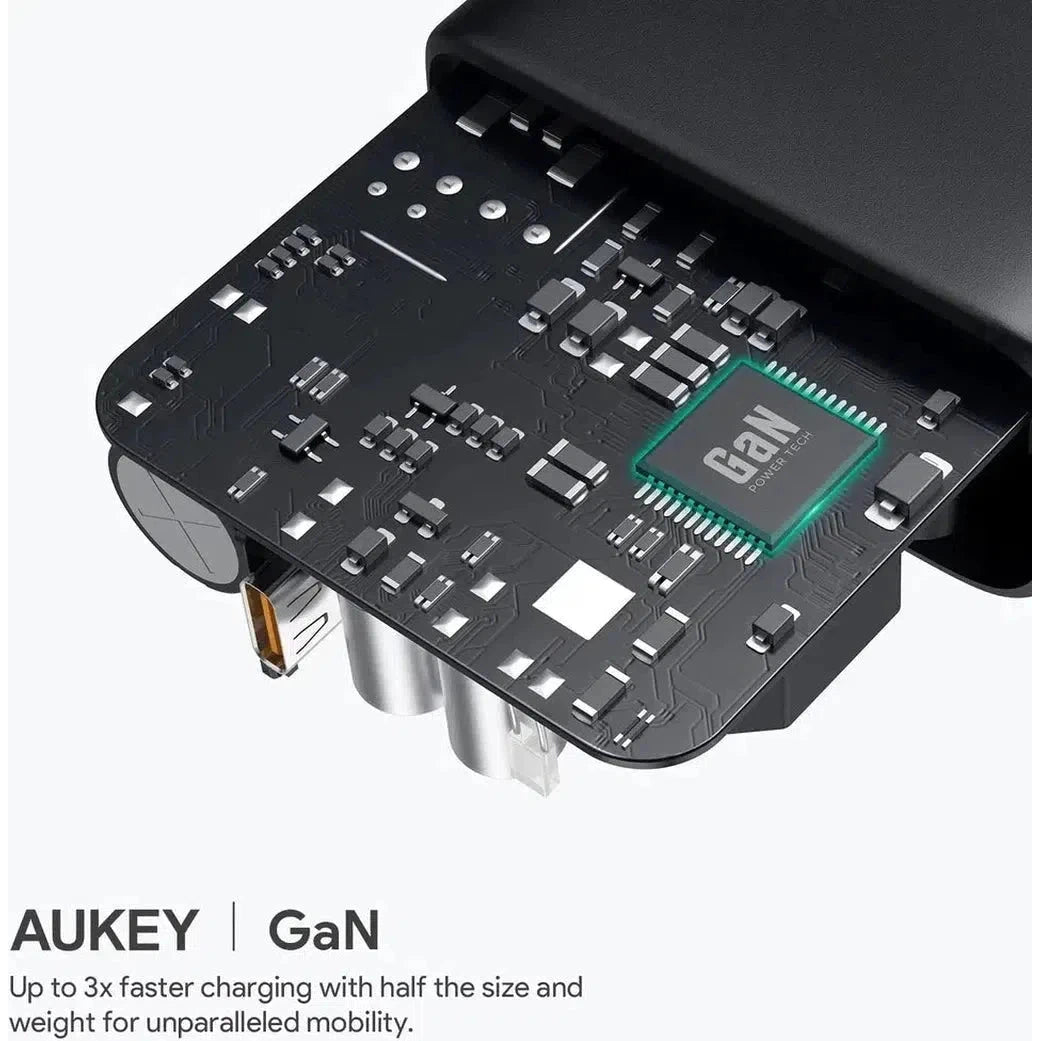 Aukey Pa-D4 Bk 60W Pd Wall Charger With Gan Power Tech With C To C Cable-Adapter-Aukey-Star Light Kuwait
