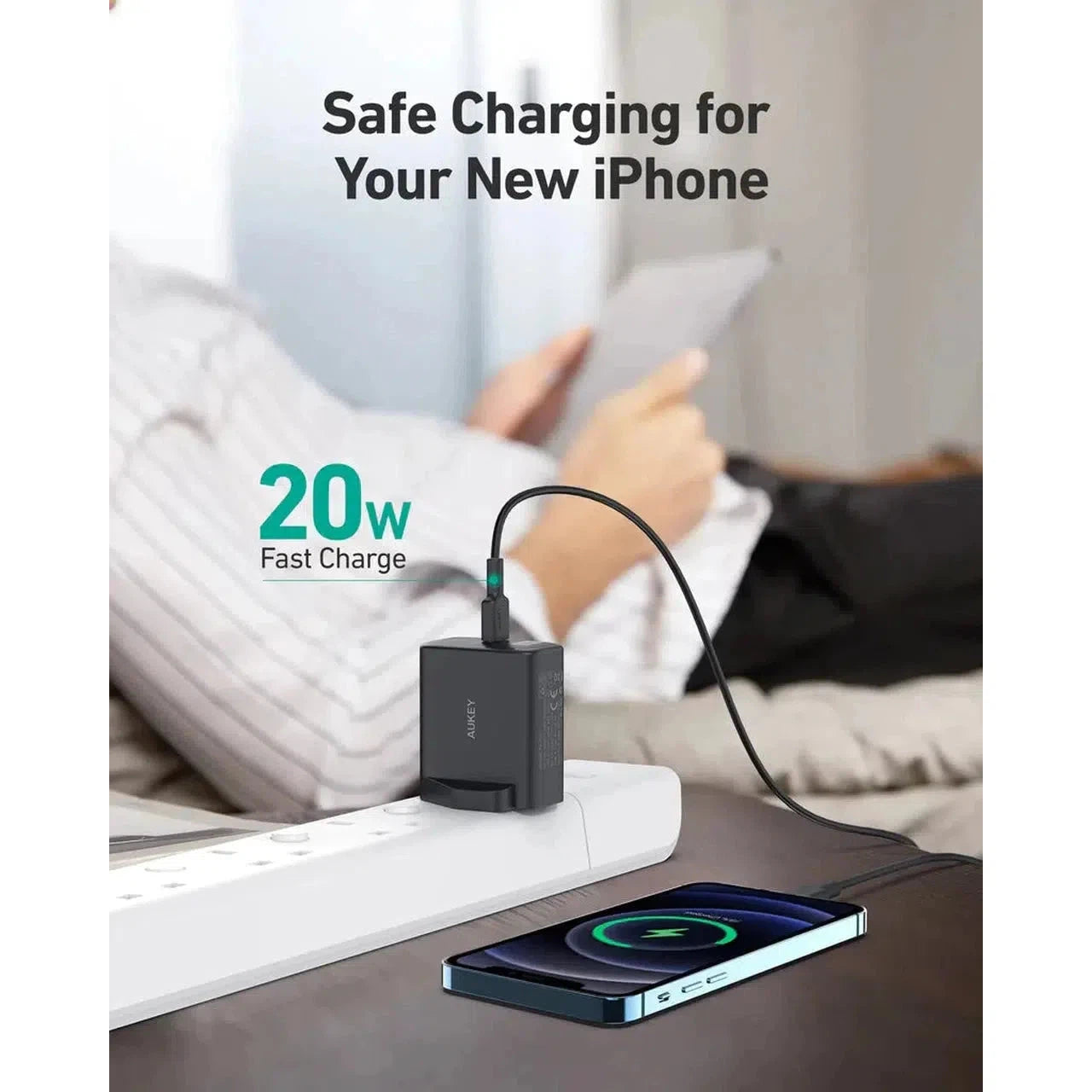 Aukey Pa-F3S Bk Dual Port 32W - Pd Usb C Wall Charger - Black-Adapter-Aukey-Star Light Kuwait