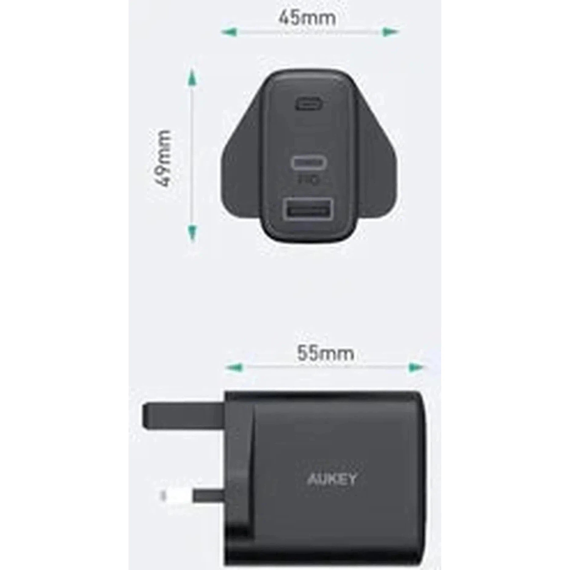 Aukey Pa-F3S Bk Dual Port 32W - Pd Usb C Wall Charger - Black-Adapter-Aukey-Star Light Kuwait