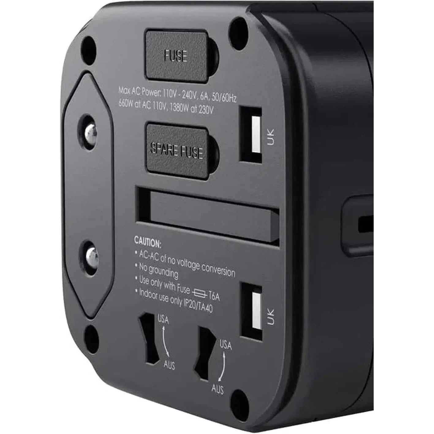 Aukey Pa-Ta01 Universal Adapter With 3 Usb Ports + 1 C Port - Pd Black-Adapter-Aukey-Star Light Kuwait