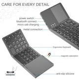 B033 Mini Folding Keyboard Bluetooth Foldable Wireless Keypad with Touchpad for Windows