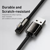 كابل بيانات BASEUS من USB إلى Lightning، 2.4 أمبير، 2 متر، أسود