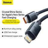 كابل بيانات للشحن السريع من BASEUS، من النوع C إلى Lightning، بقدرة 20 واط، وطول 1.2 متر