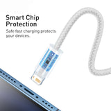 كابل بيانات وشحن سريع من BASEUS، من USB إلى Lightning، بقوة 2.4 أمبير وطول 2 متر