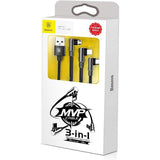 كابل BASEUS MVP ثلاثي الوظائف، منفذ USB لأجهزة iPhone + منفذ Type-C + منفذ Micro، تيار 3.5 أمبير كحد أقصى، طول 1.2 متر، CAMLT-WZ01