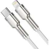 كابل بيانات معدني من Baseus بقوة 20 واط، من النوع C إلى IP PD - أبيض - 1 متر CATLJK-A02